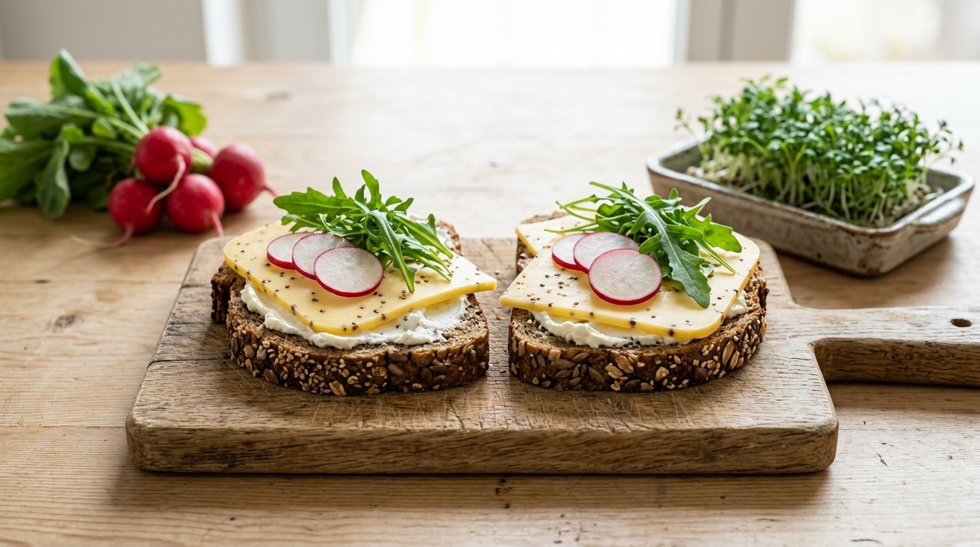 Waldkornbrood met 2 kazen