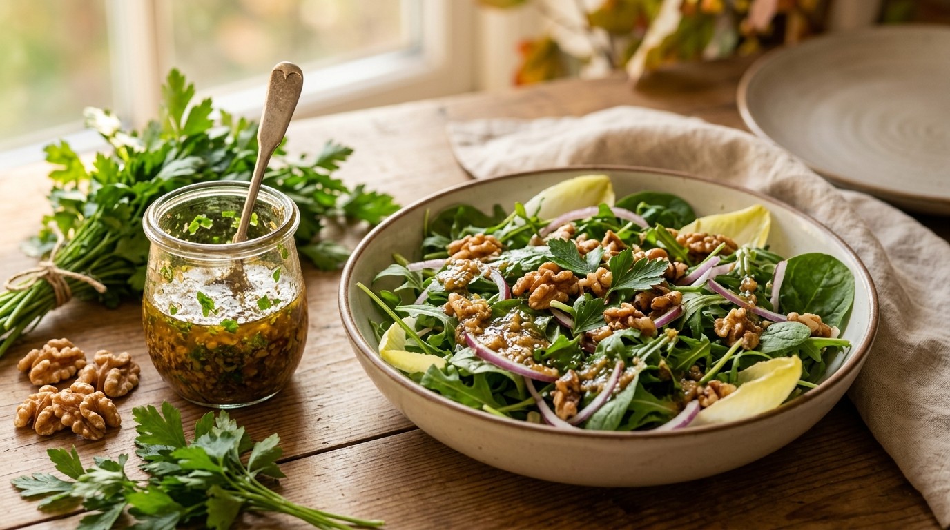 Walnoot-peterselie-vinaigrette
