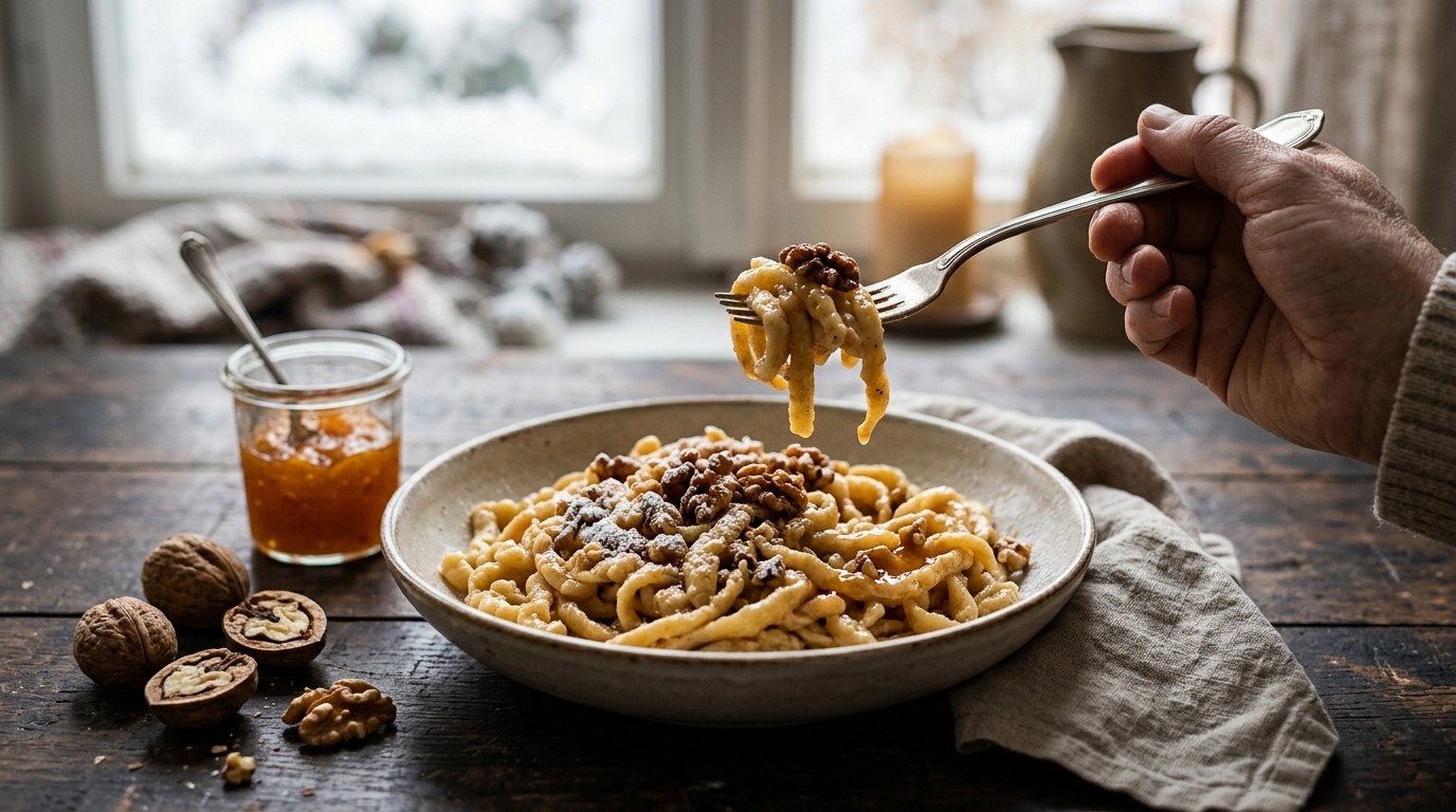 Walnoot rum Spätzle