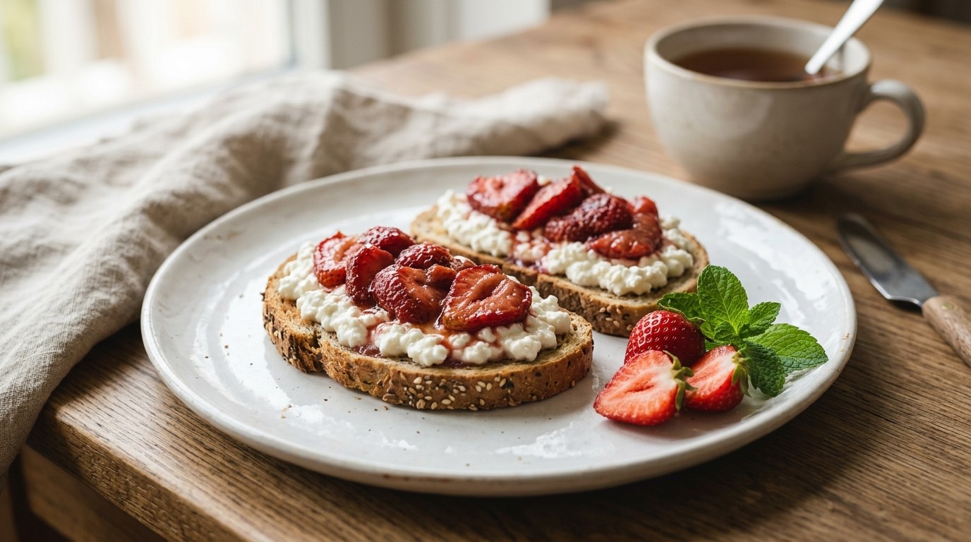 Warm Geroosterde Aardbeien-kaasbrood