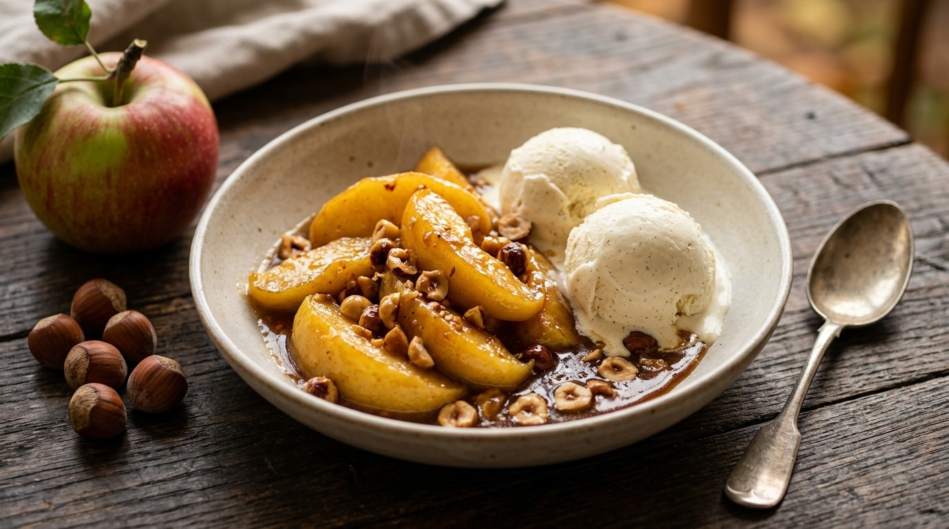 Warme appel met noten en likeur