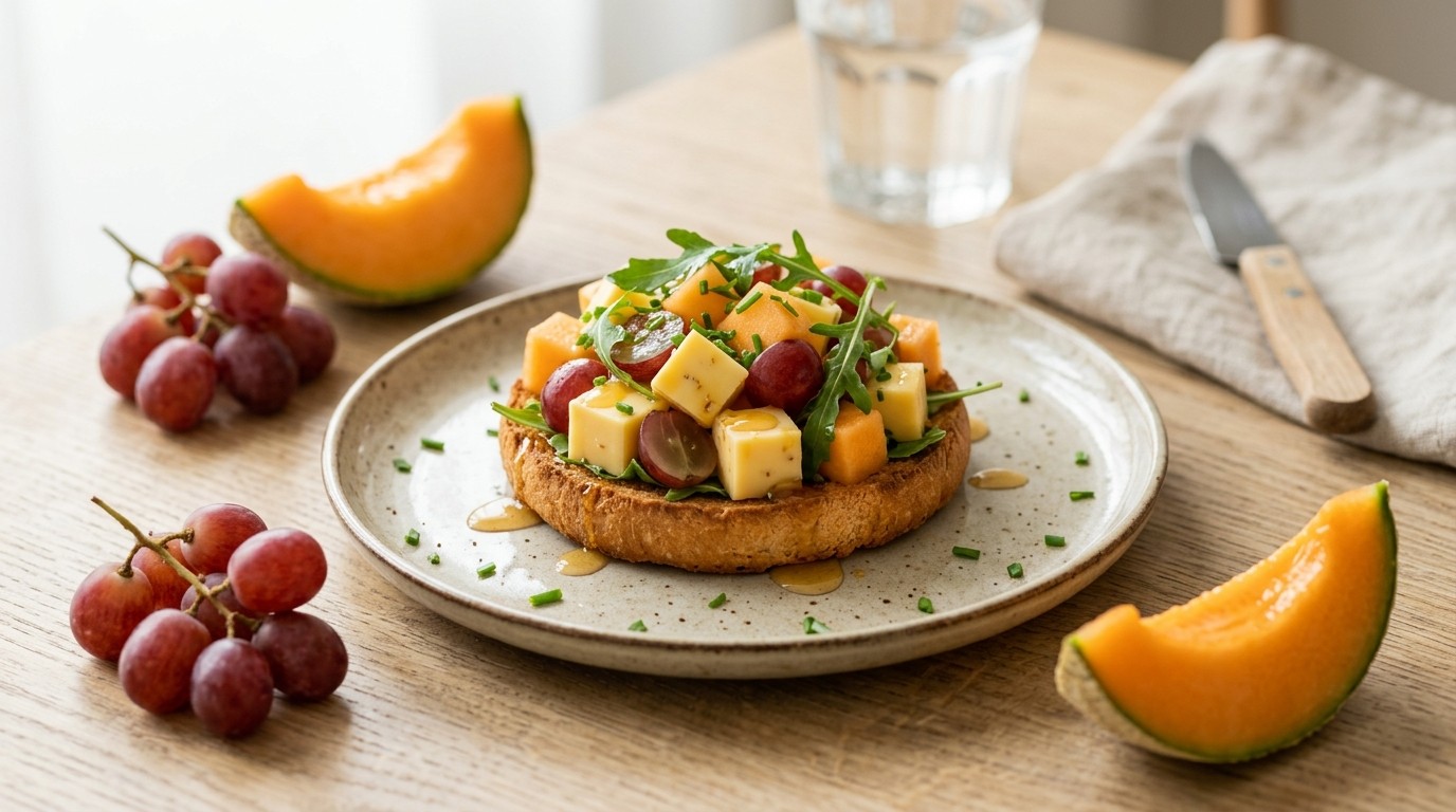Warme Beschuitbol met Kaas-fruitsalade