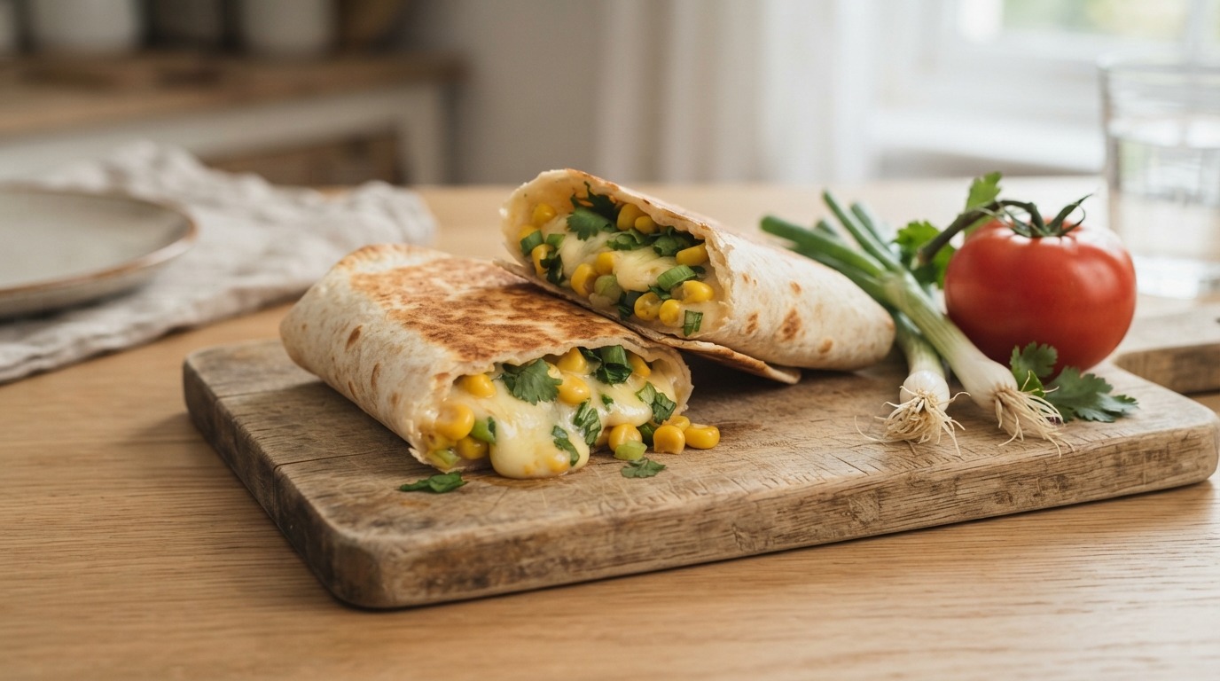 Warme wrap met kaas en bosui
