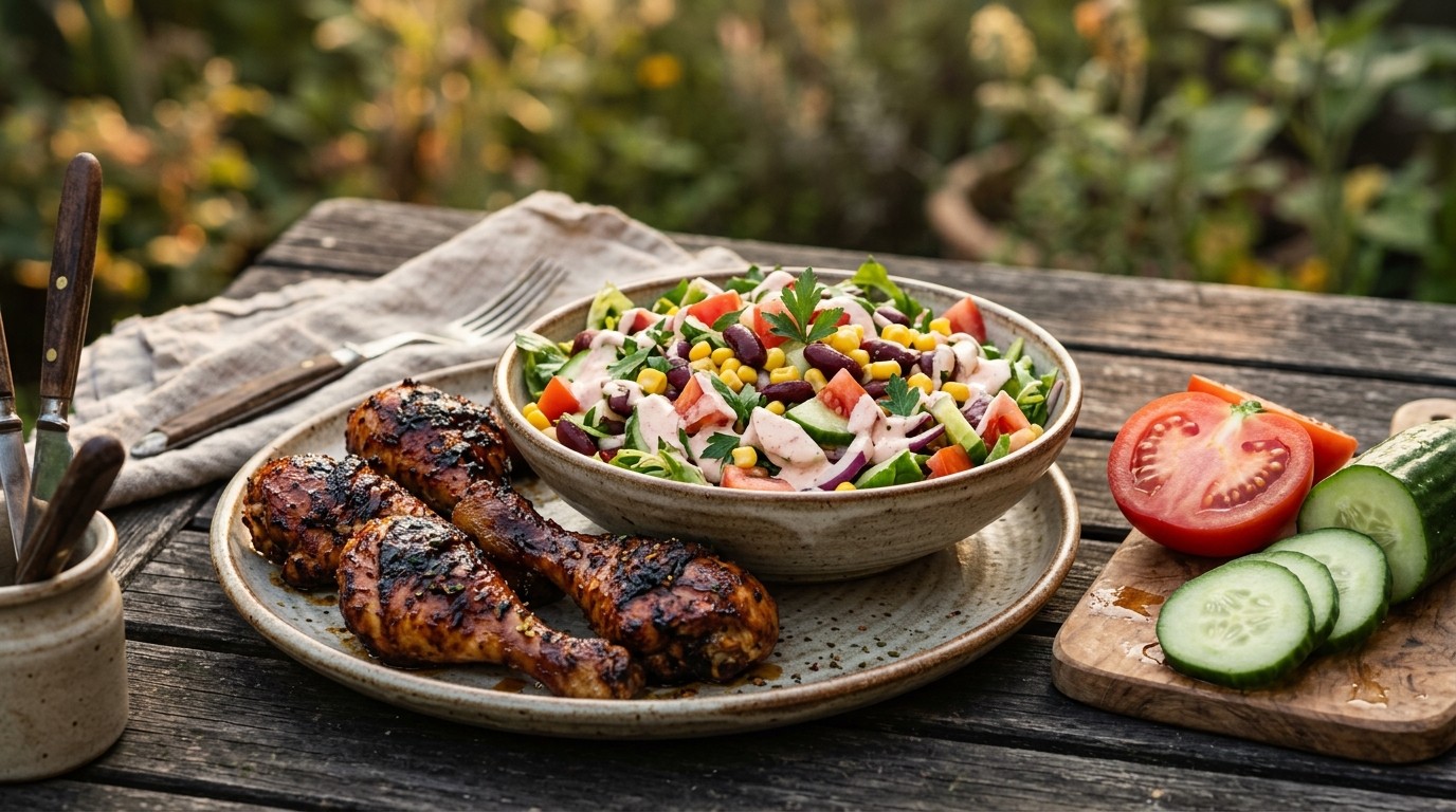 Westernsalade met drumsticks