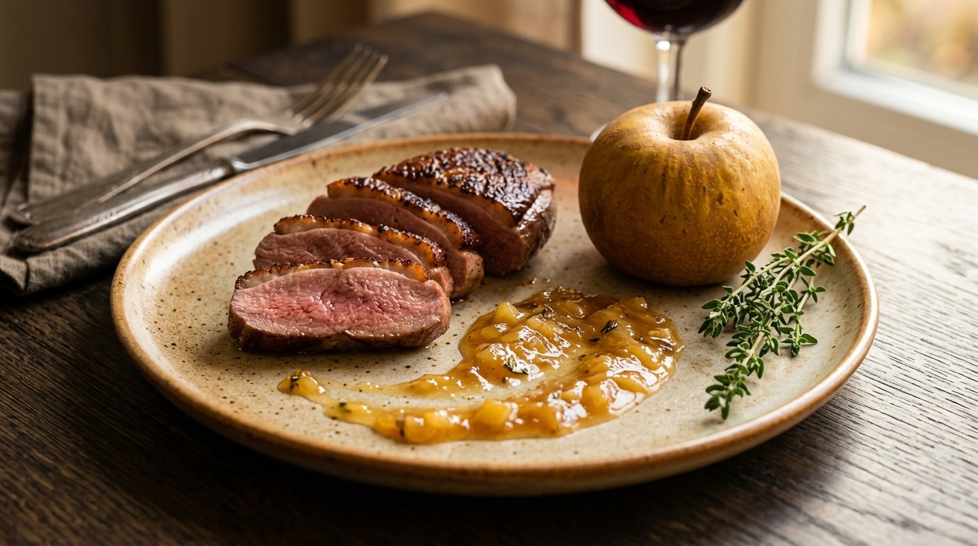 Wilde Eendenfilet met Goudreinetsaus