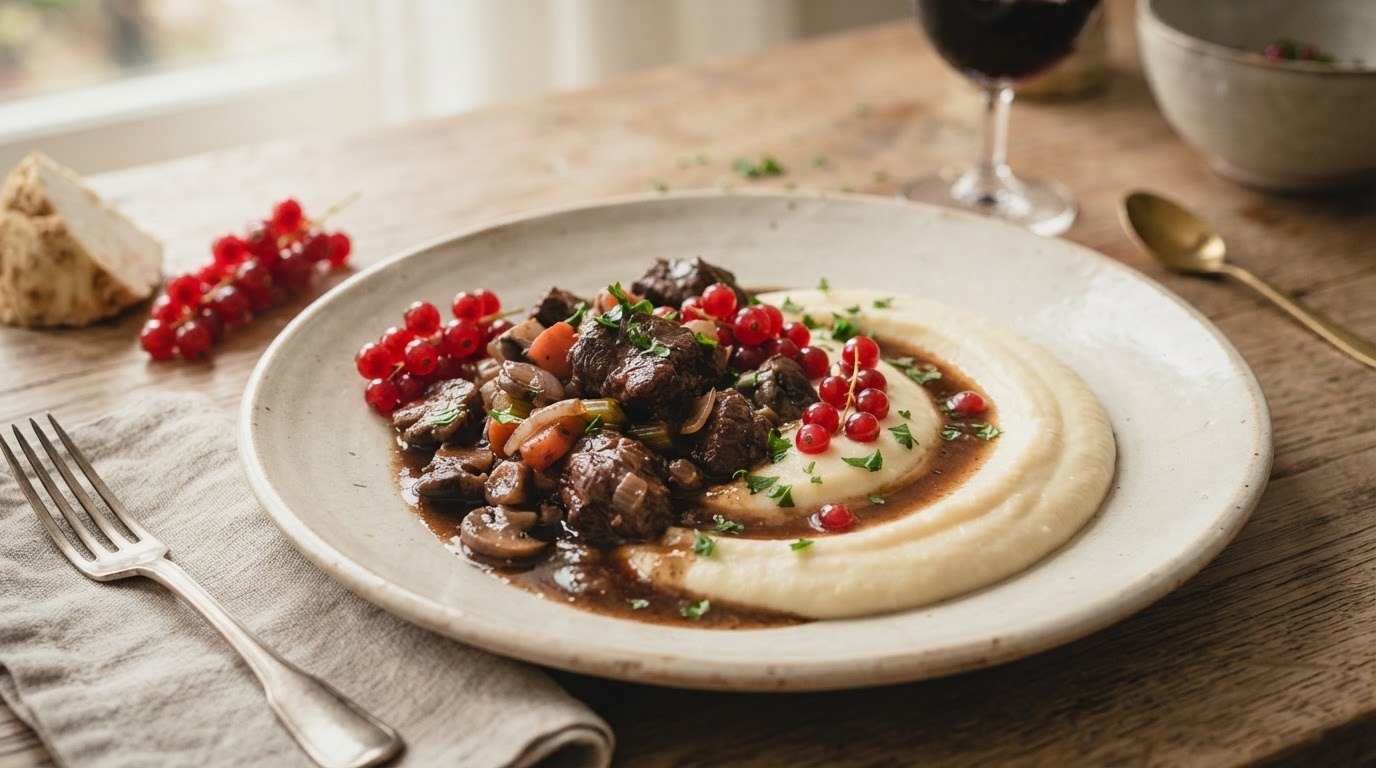 Wildzwijn stoofpotje met knolselderijpuree