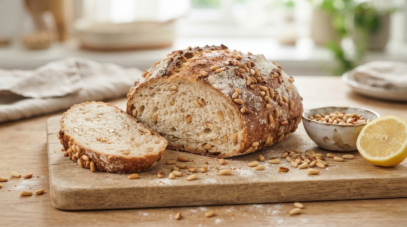 Wit speltbrood met pijnboompitten