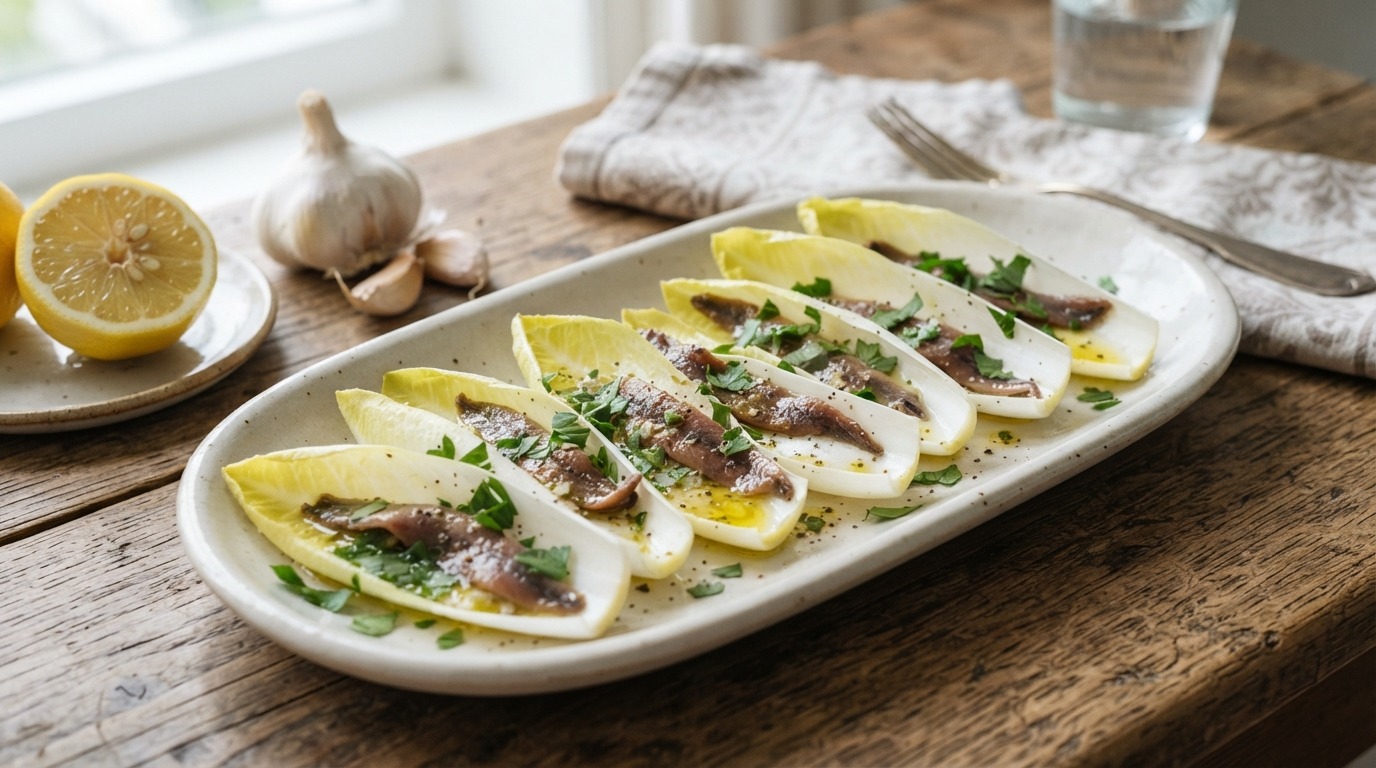 Witlofsalade met ansjovisfilets