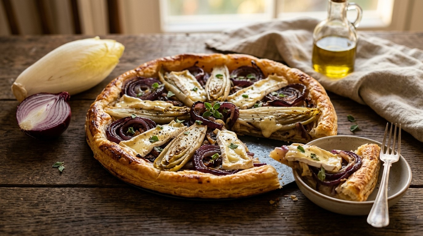 Witloftaart met Rode ui en Brie