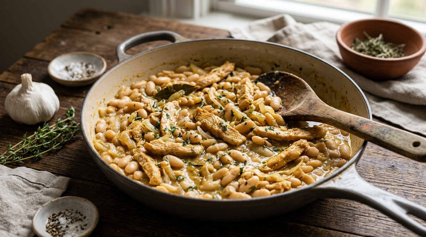 Witte Bonen met Kalkoenfilet en ui