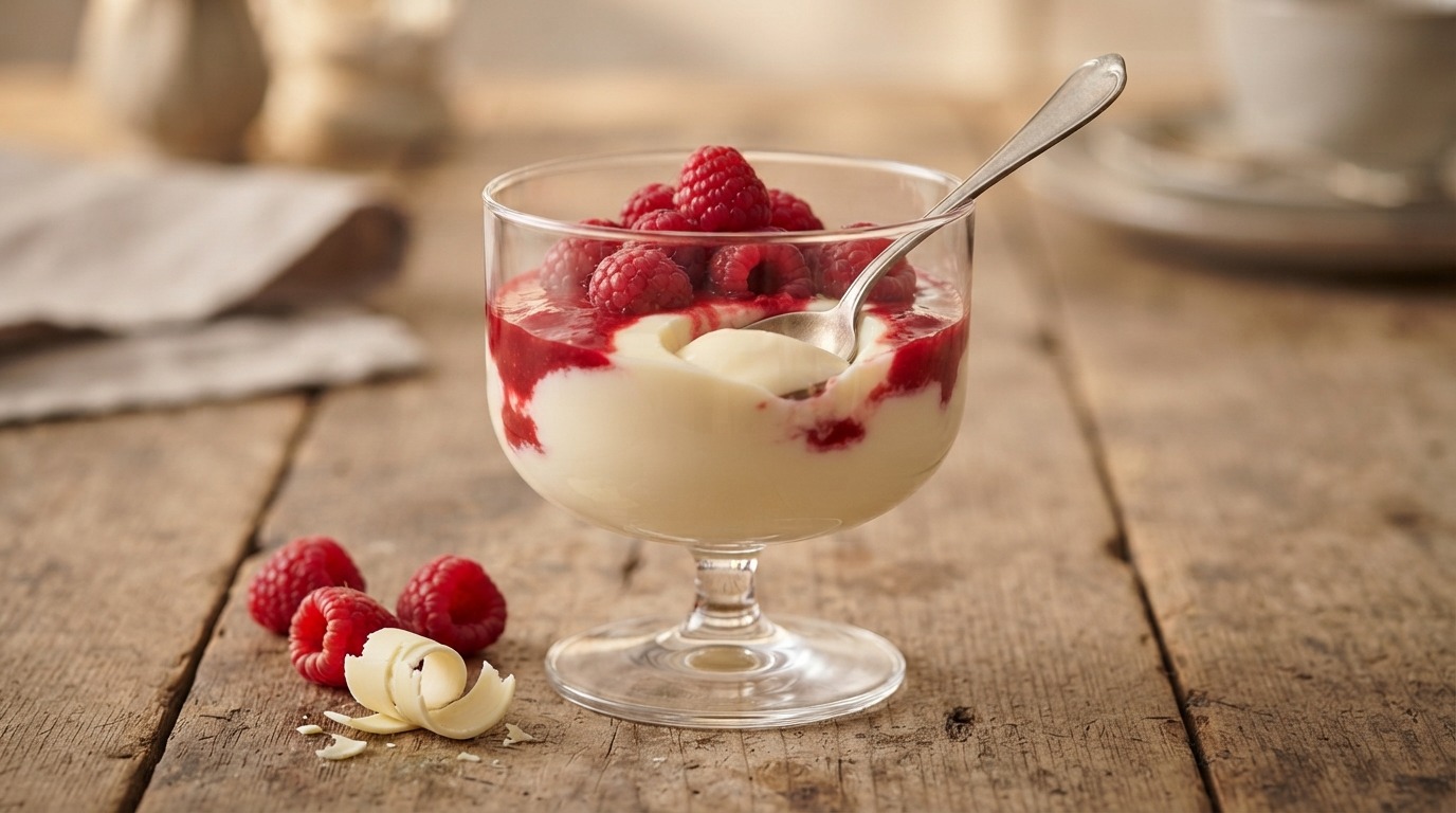 Witte Chocoladepudding met Frambozen