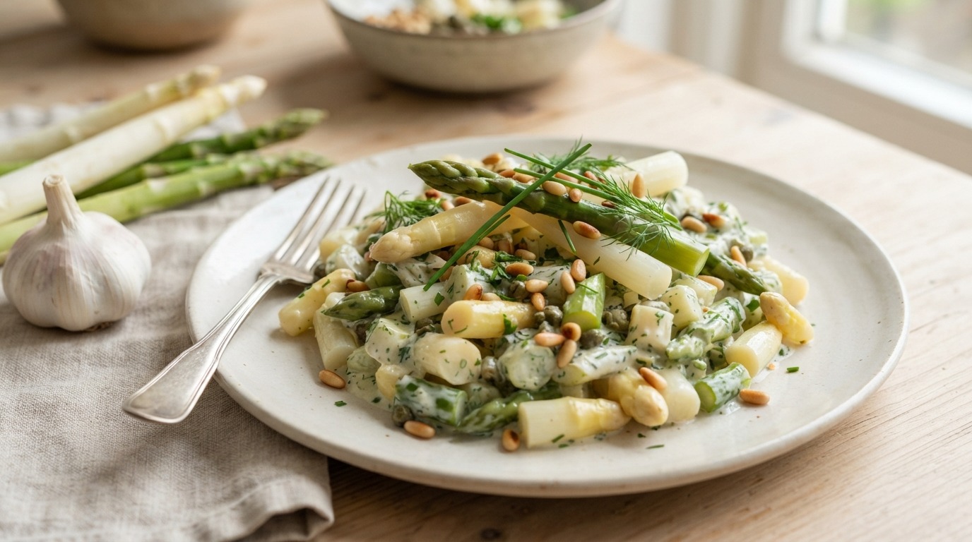 Witte en groene aspergesalsa