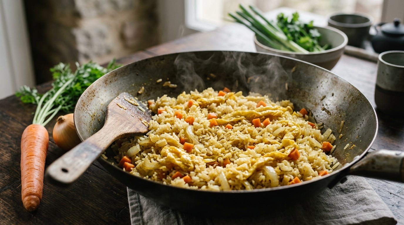 Witte Nasi met ei en Wortels
