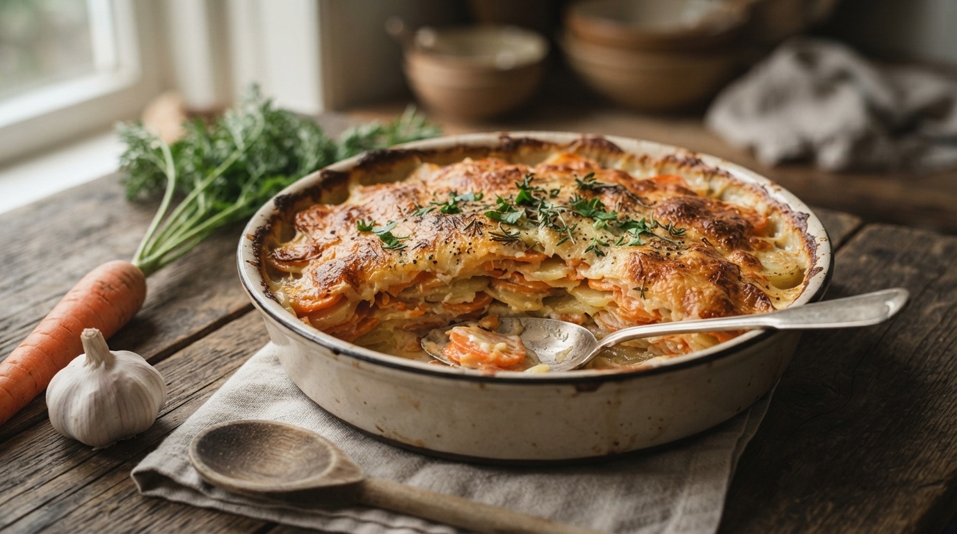 Wortel- aardappelgratin