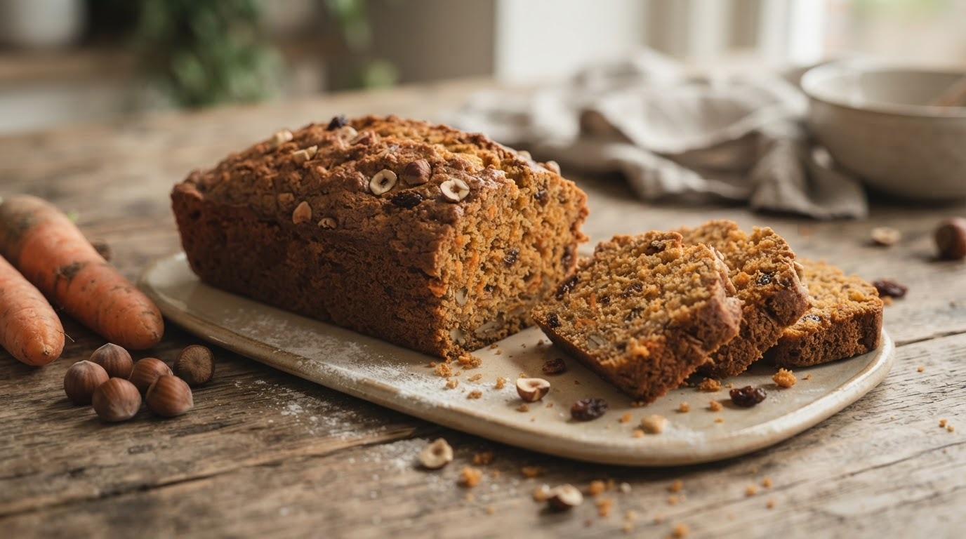 Wortelcake met noten en rozijnen