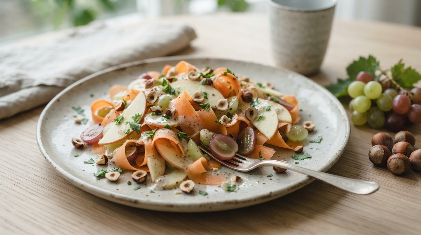 Wortelsalade met druiven en appel