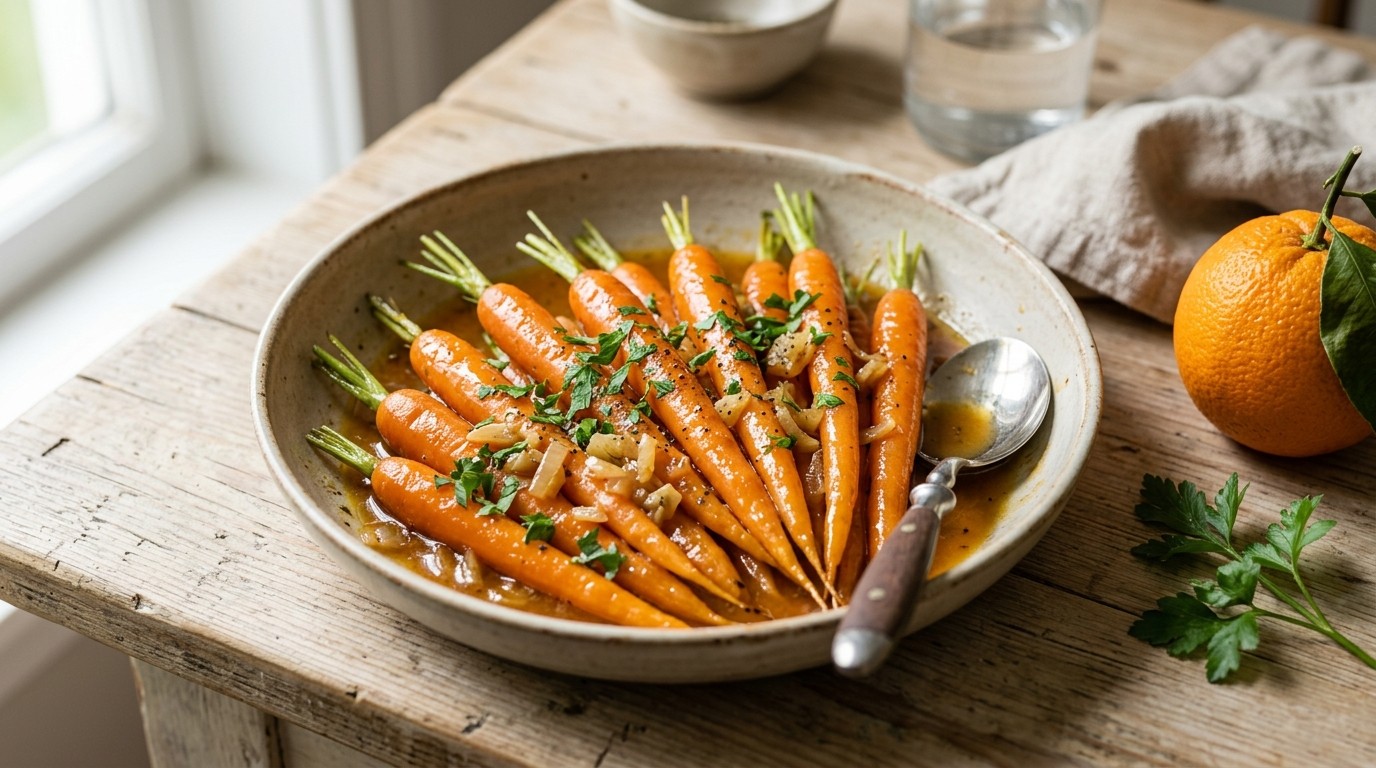 Worteltjes met sinaasappelsaus