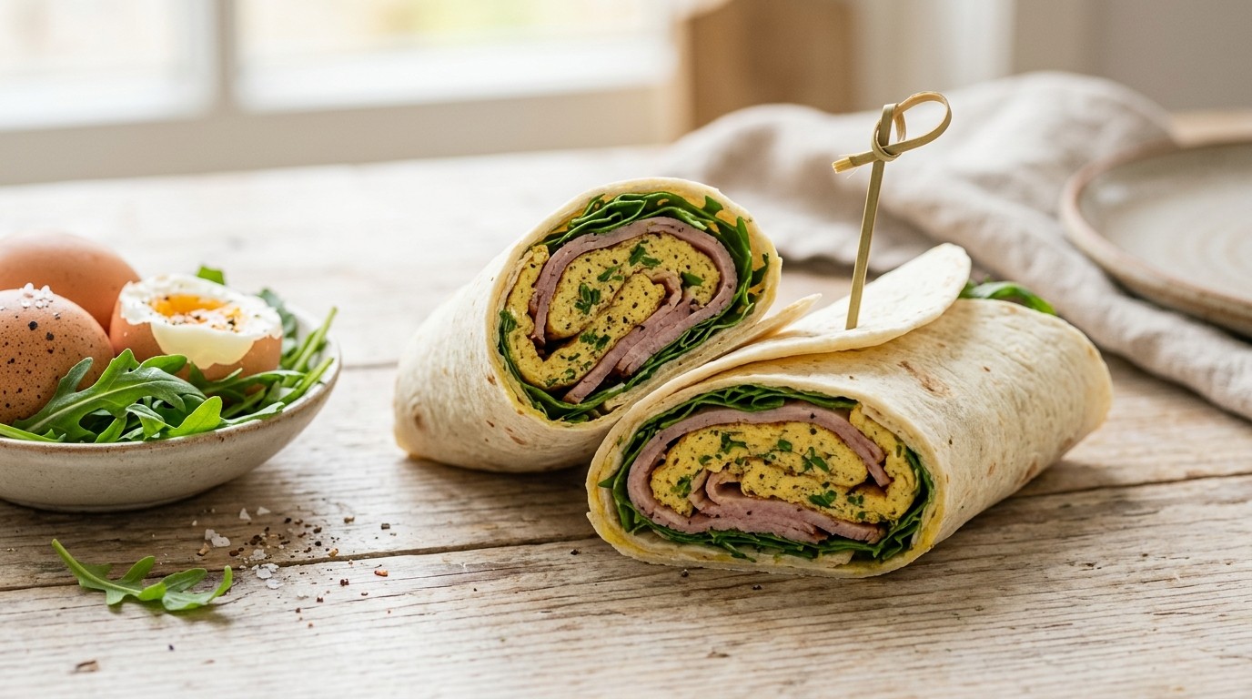 Wrap met Kerrie-kruidenomelet en ham