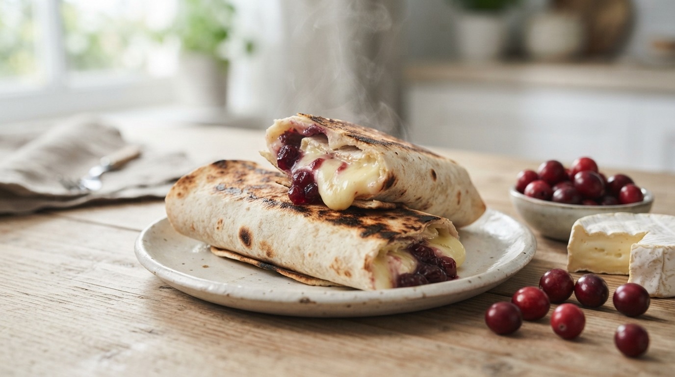 Wraps met Camembert en cranberry compote