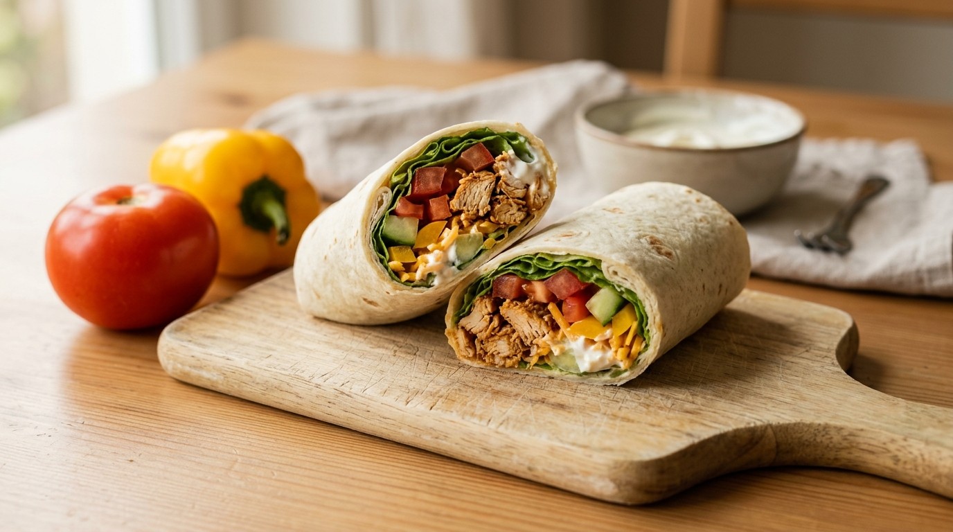 Wraps met geplukte kip
