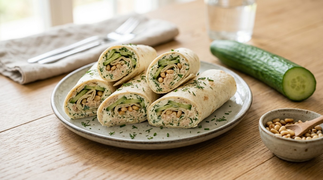 Wraps met Krabpaté, Komkommer en Boursin