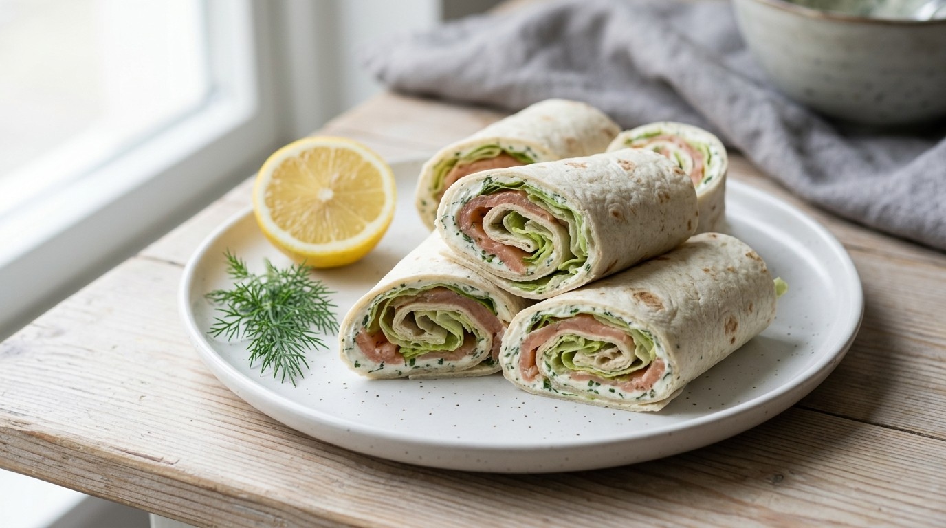 Wraps met zalm en kruidenkaas