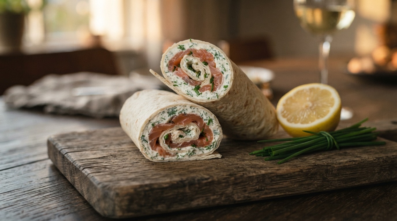 Wraps met zalm en kruidenkaas