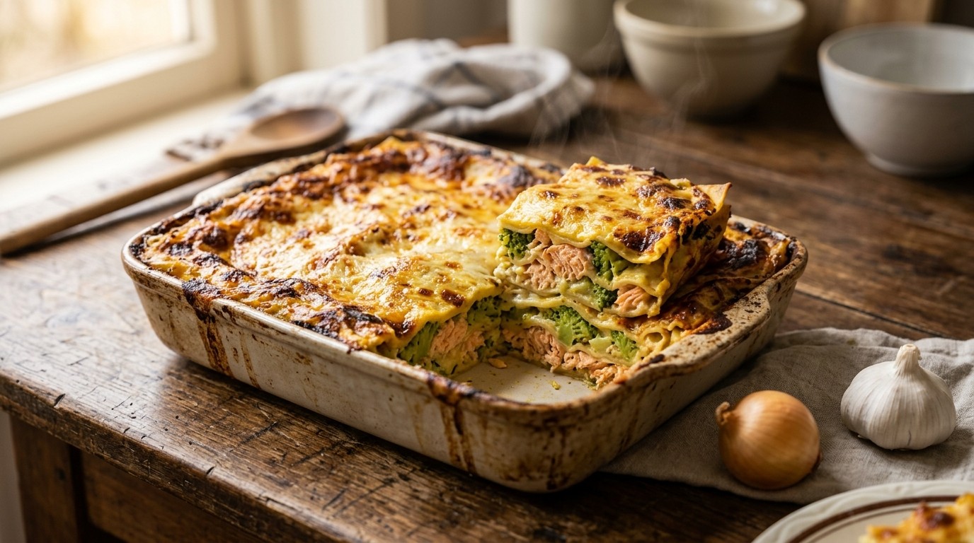 Zalm-broccolilasagne