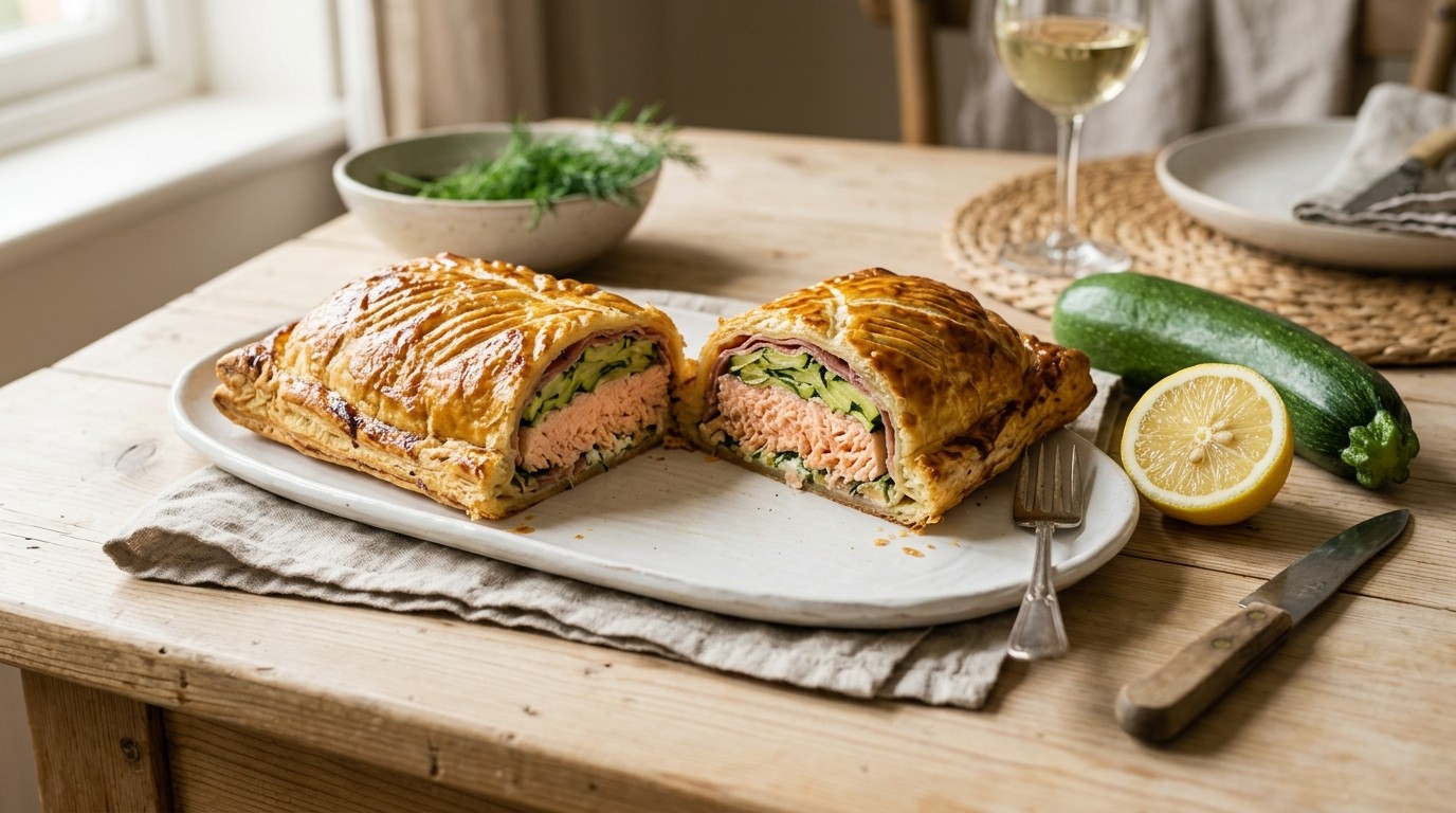 Zalm en Courgettes in Bladerdeeg