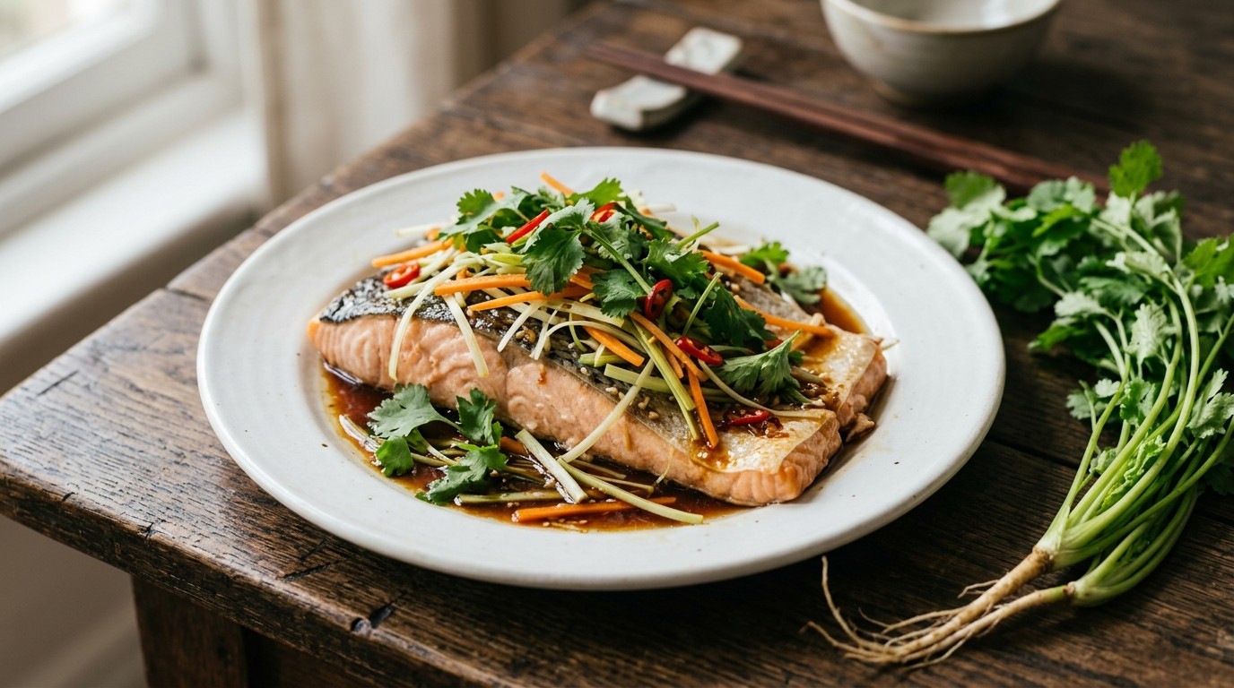 Zalm Gestoomd, op z’n Aziatisch