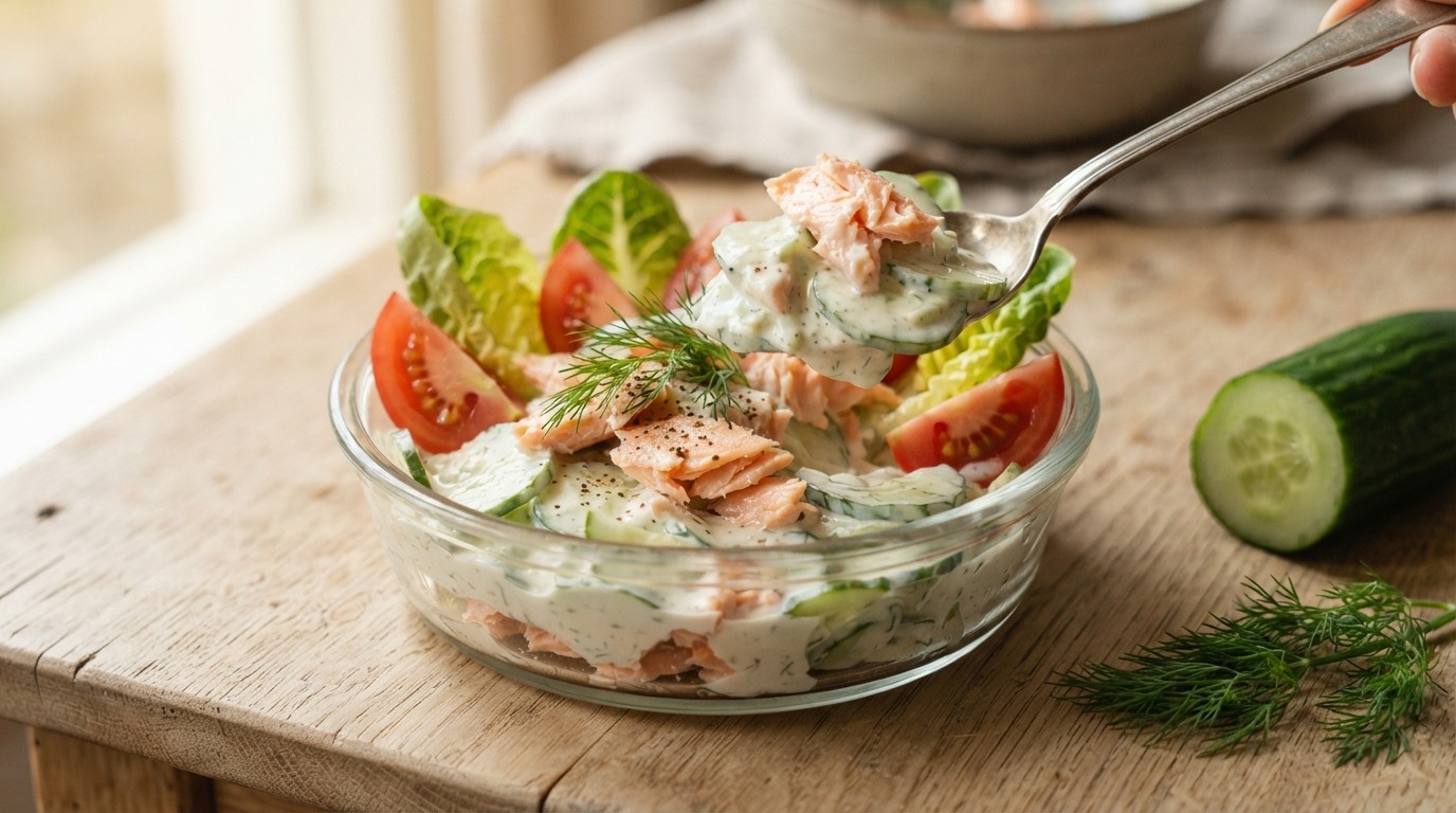 Zalm-komkommerschoteltje
