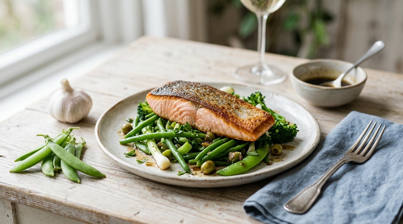 Zalm met groene groenten
