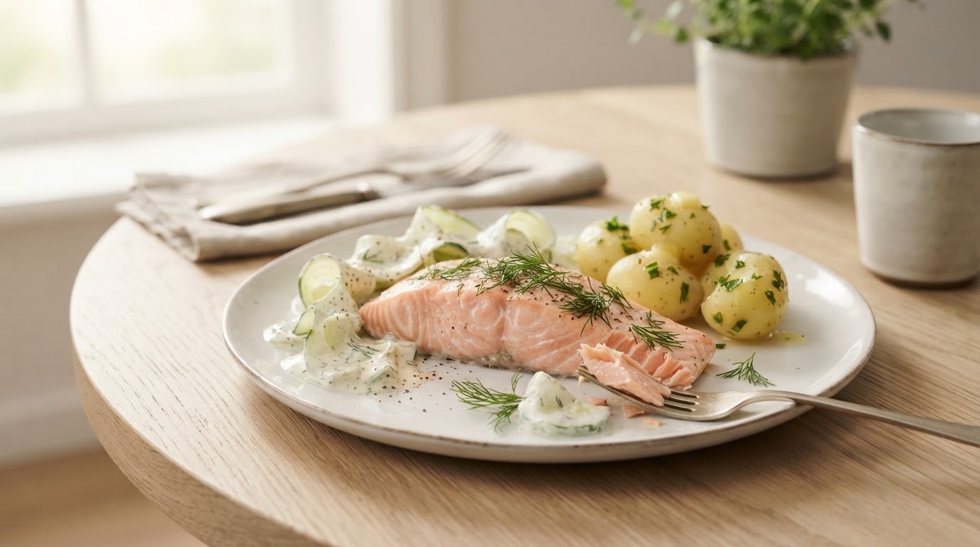 Zalm met romige komkommer