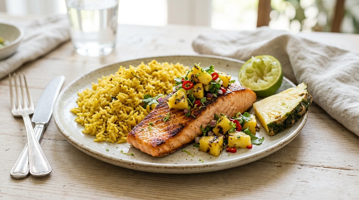 Zalm met Salsa van Gegrilde Ananas