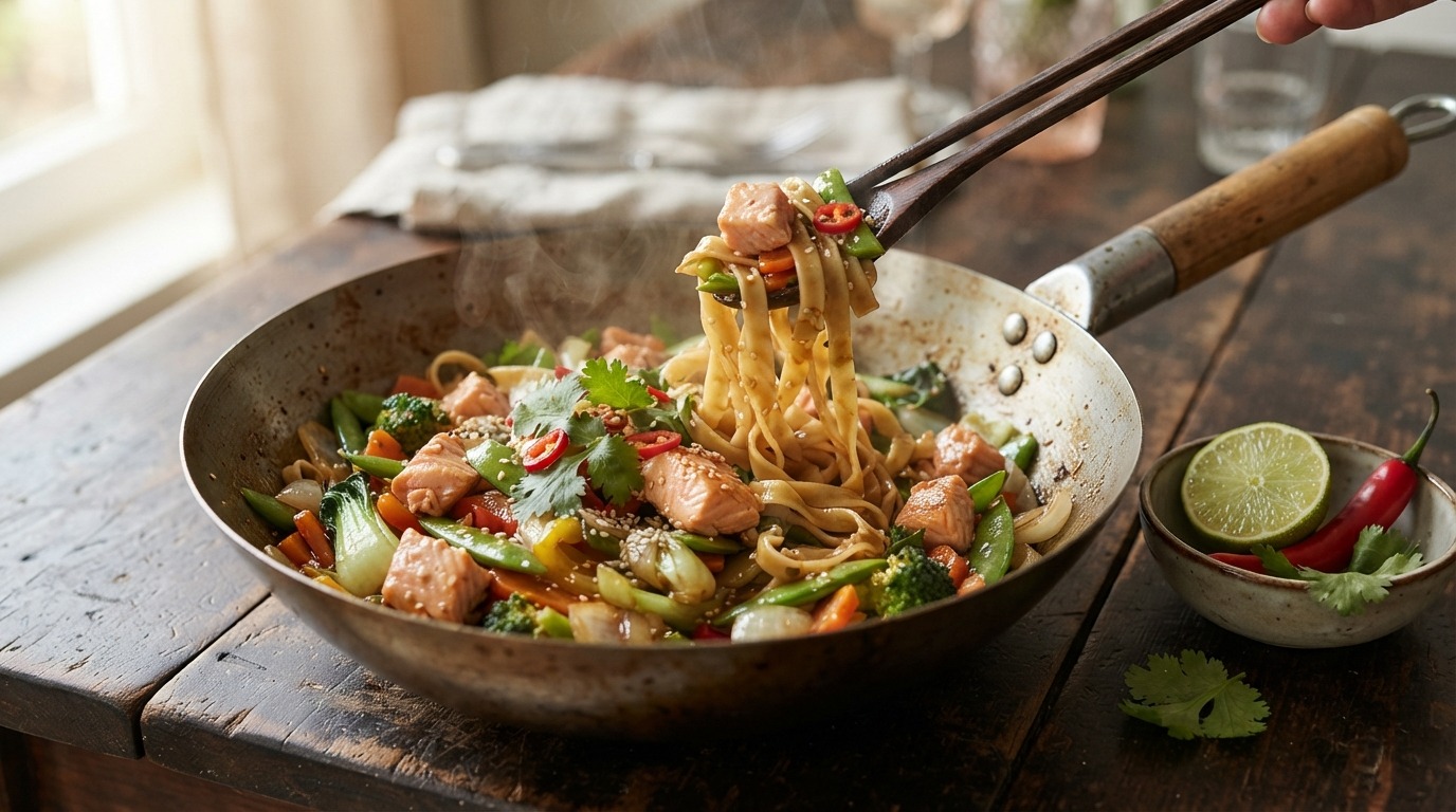 Zalm met wokgroente
