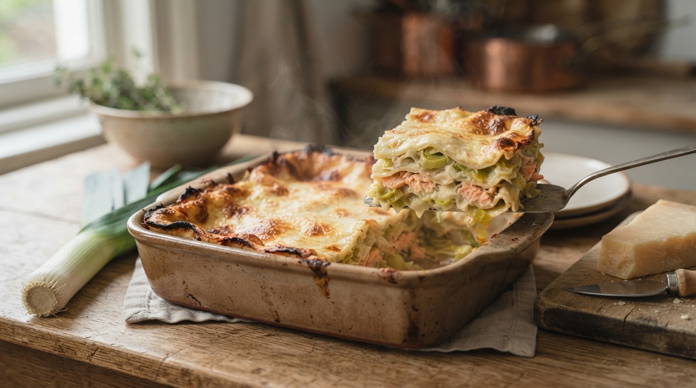Zalm- prei lasagne
