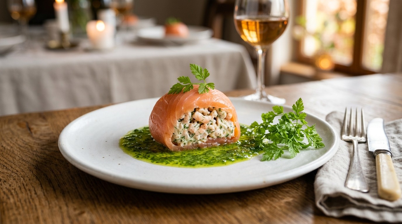 Zalmbonbon met Kervelsaus
