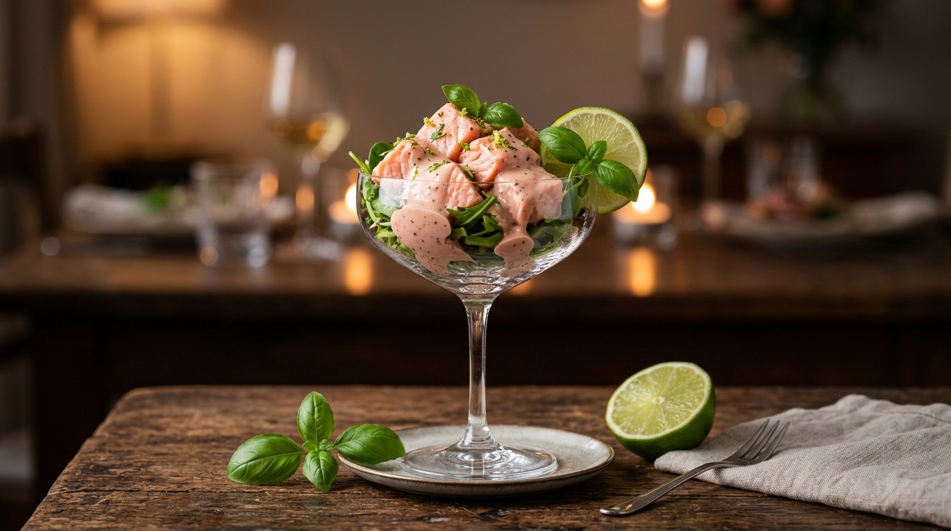 Zalmcocktail met Whiskysaus