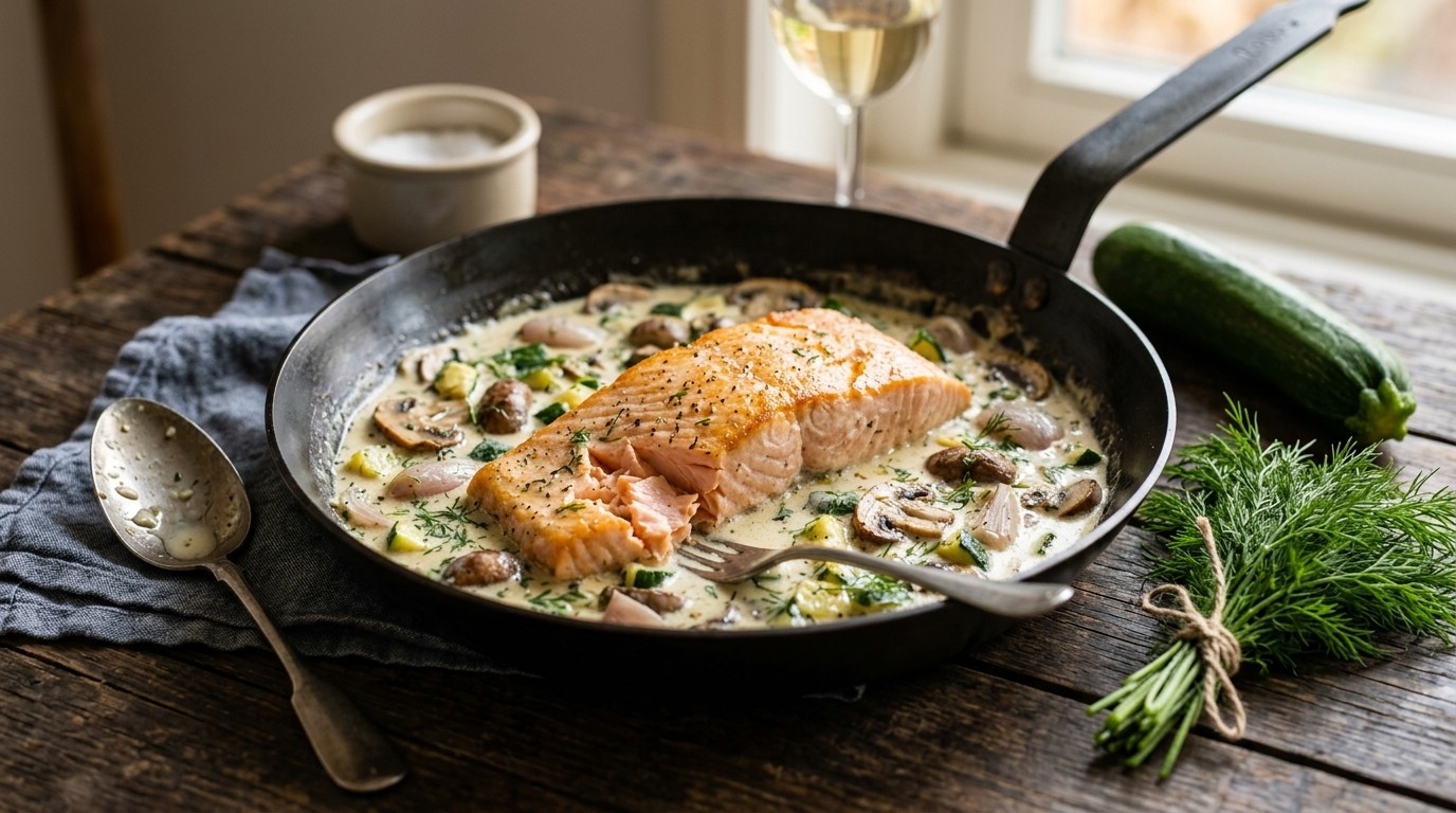 Zalmfilet in roomsaus