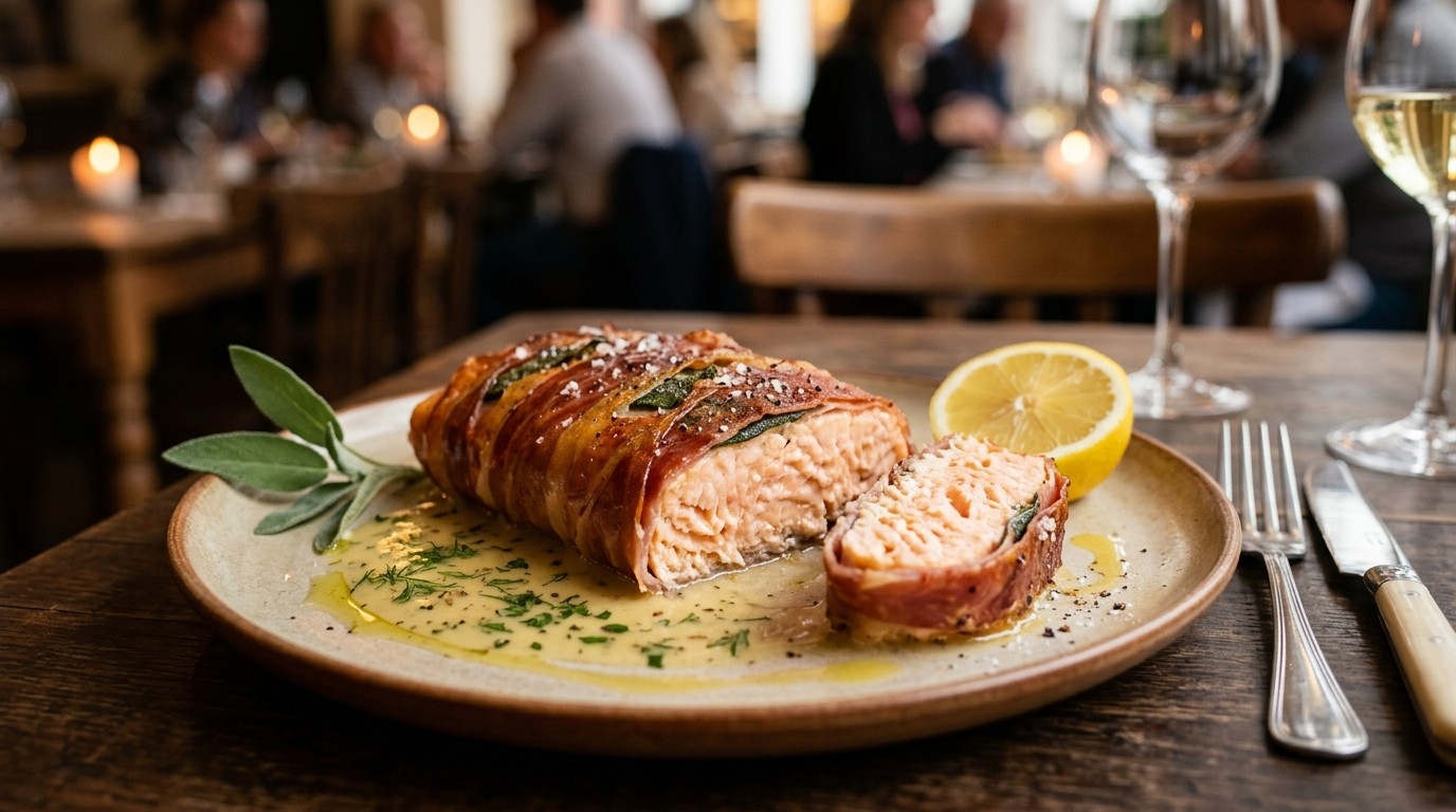 Zalmfilet in serranoham