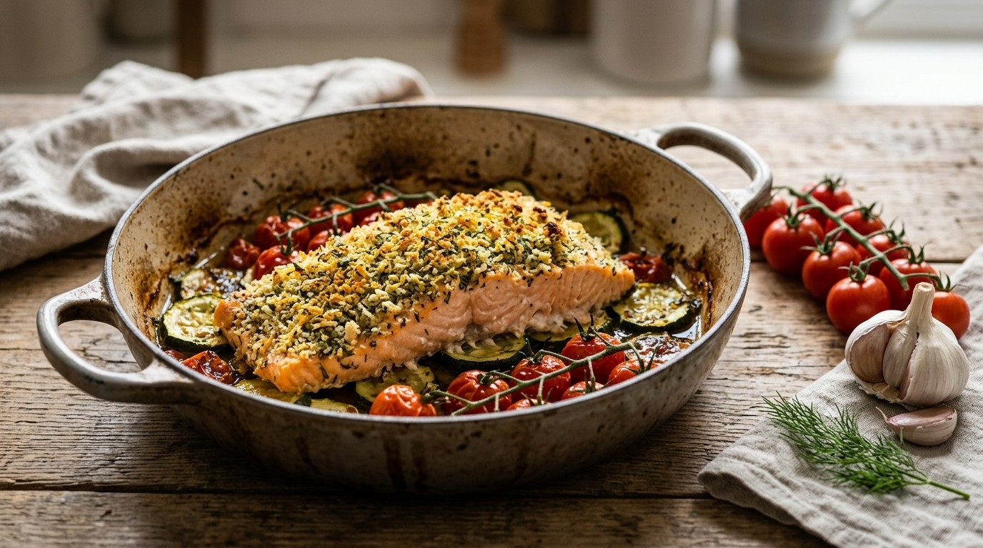 Zalmfilet met een korstje uit de oven