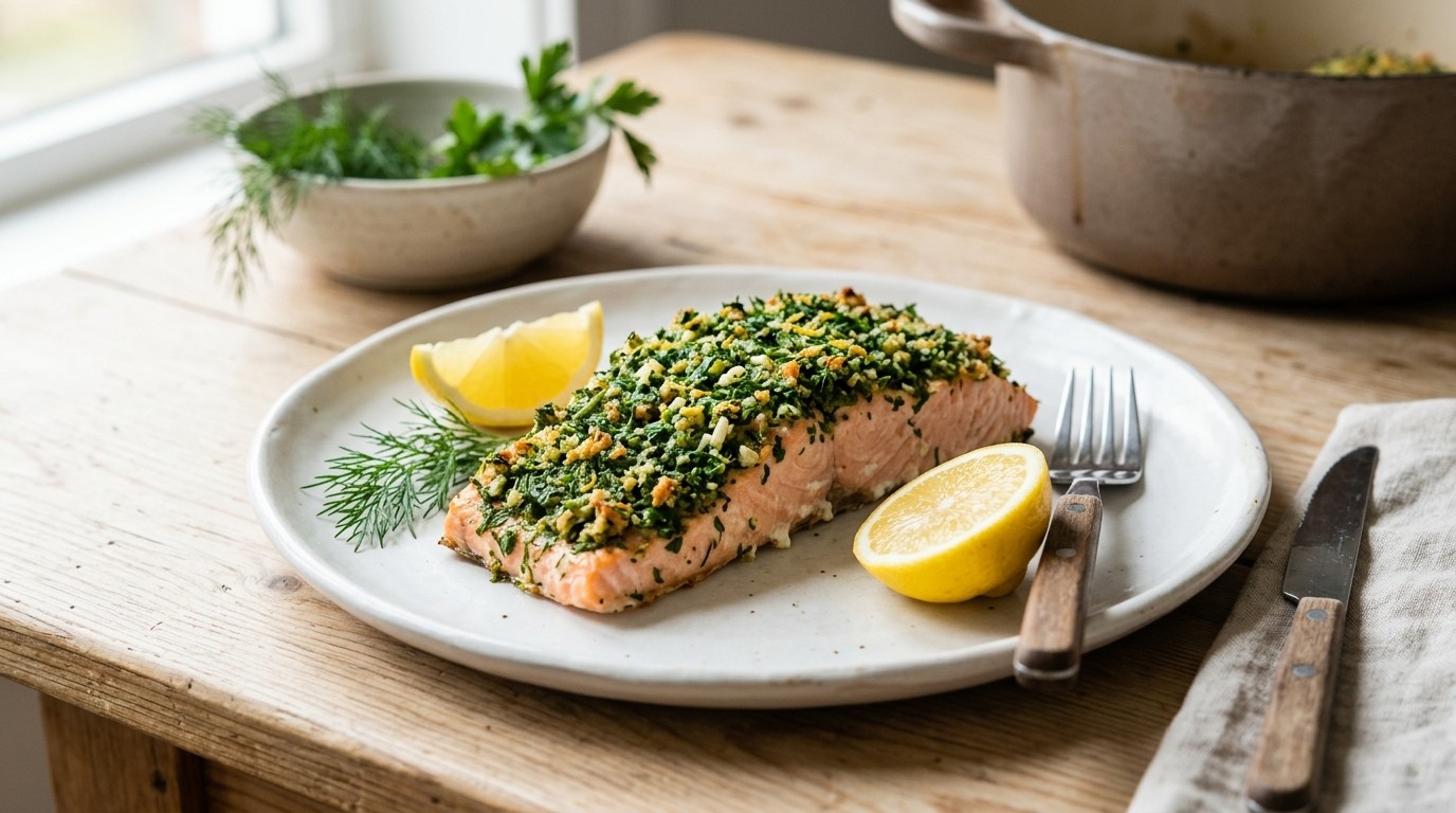 Zalmfilet met Kruidenkorst uit de Oven