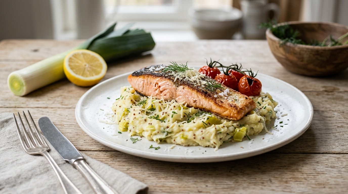 Zalmfilet met Mosterdpuree