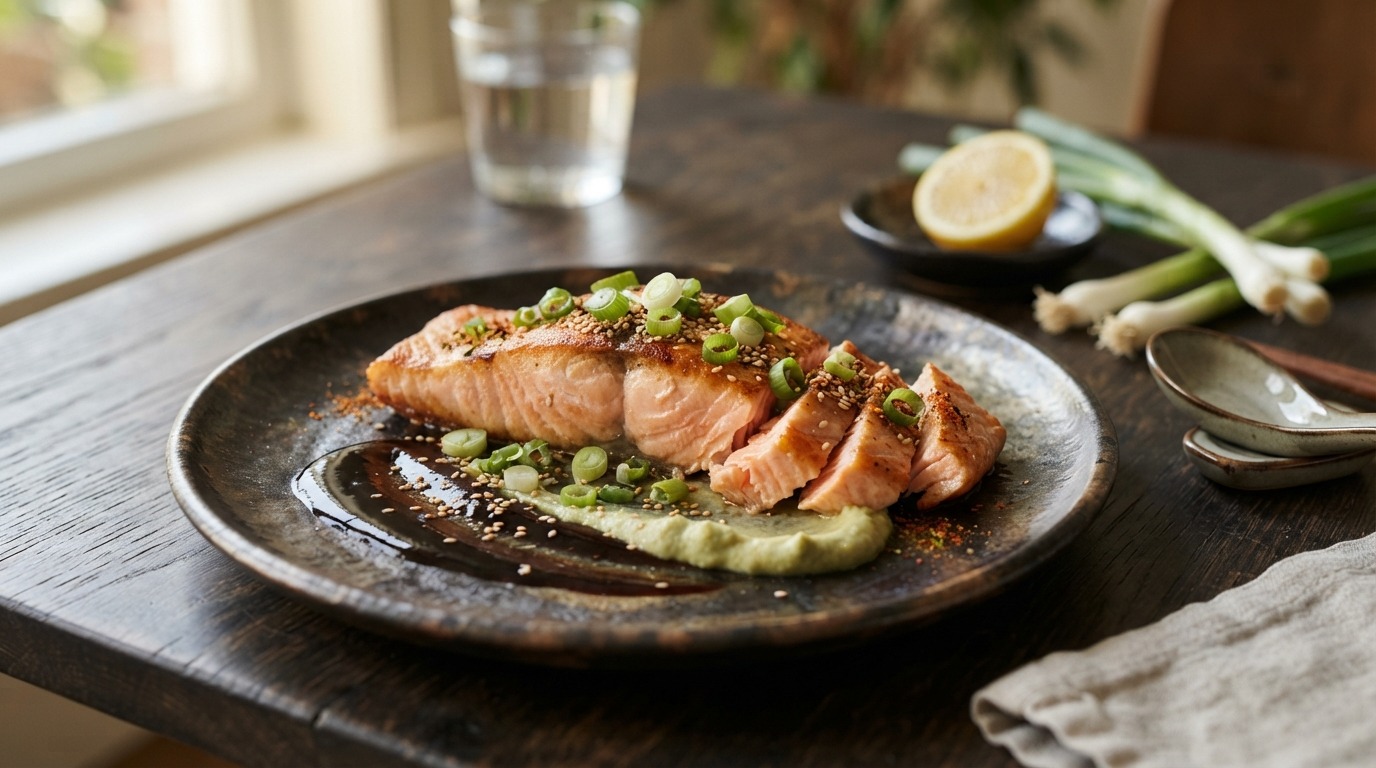 Zalmfilet met soja-wasabisaus