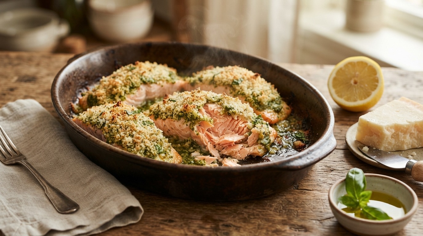 Zalmfilets uit de oven met Pecorino
