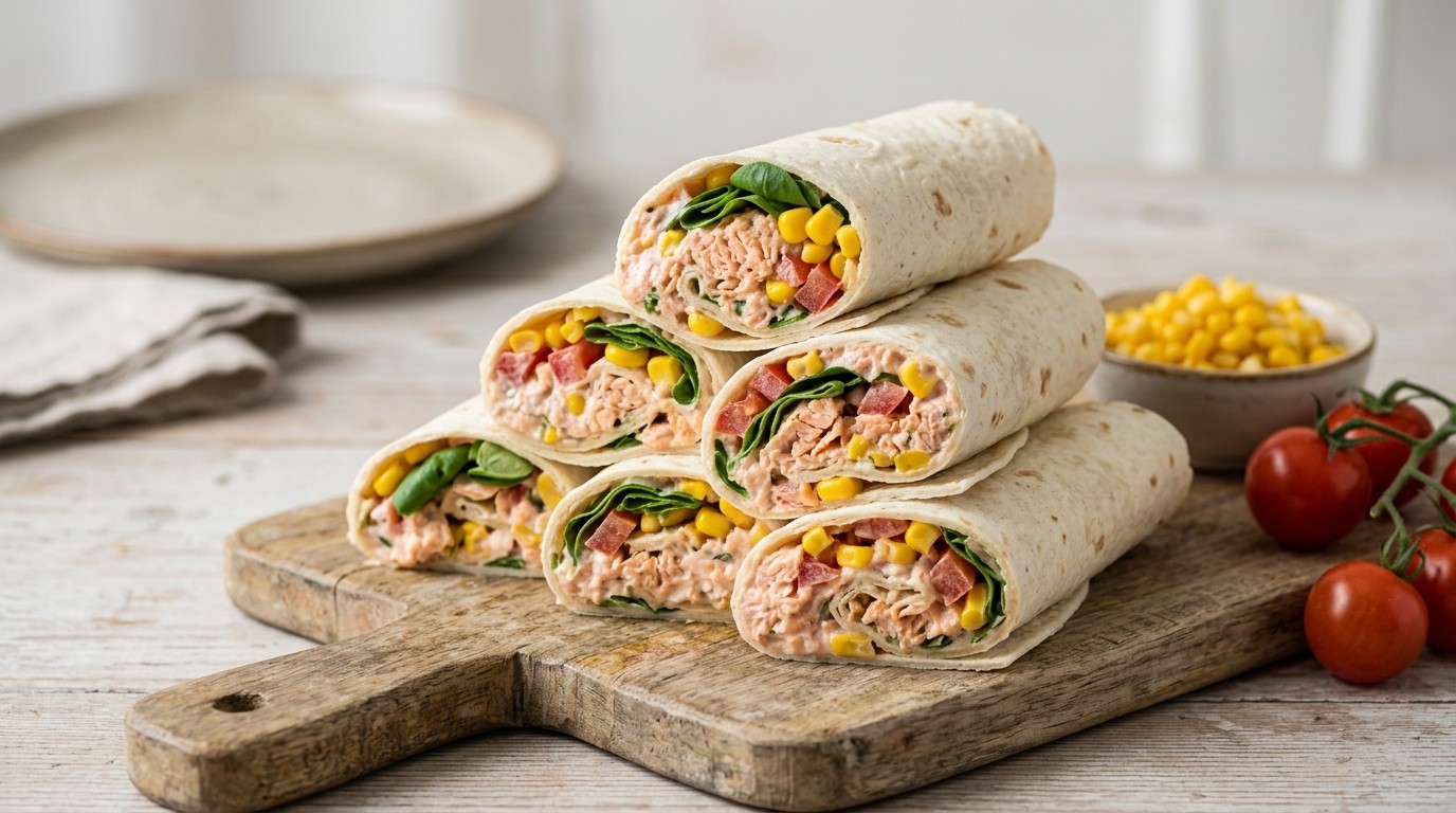 Zalmsalade in een wrapje