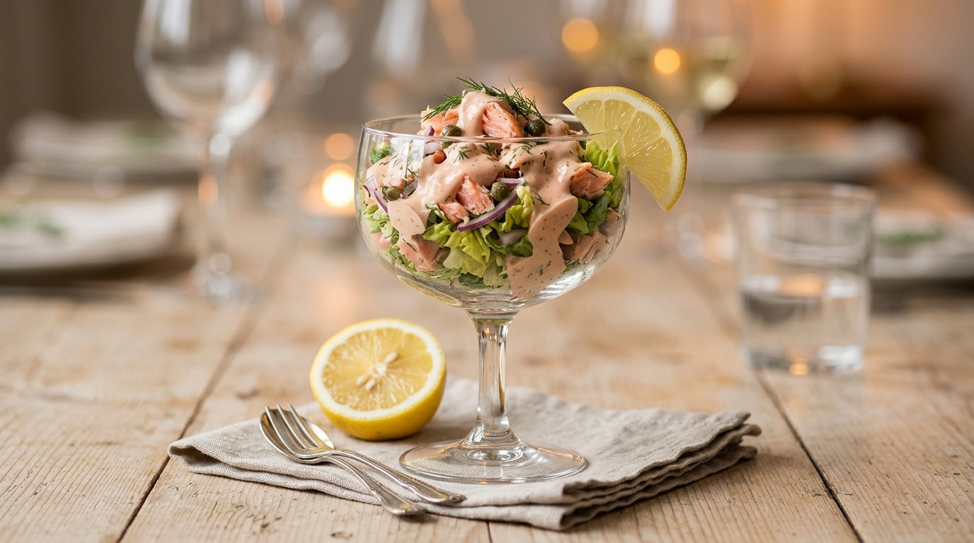Zalmsalade met Room en Whiskysaus
