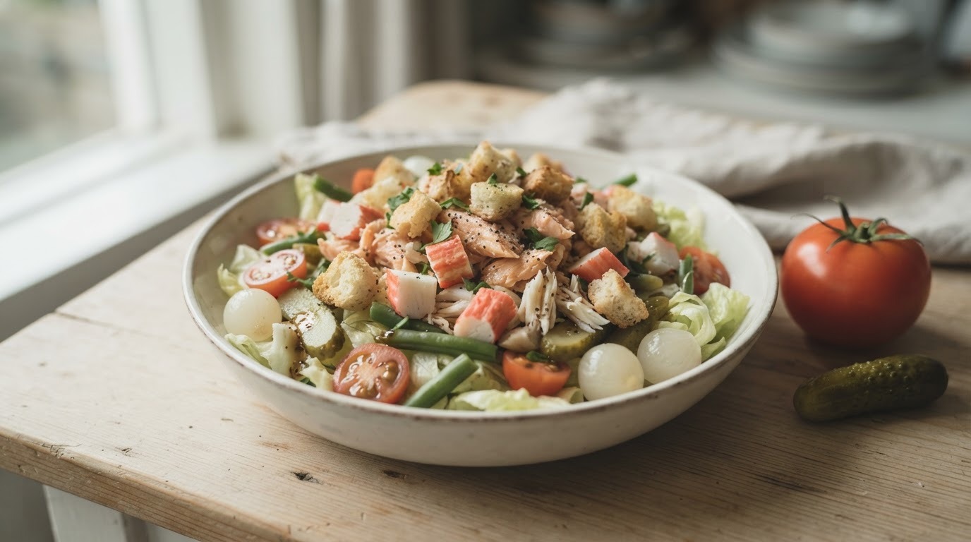 Zalmsalade met surimi