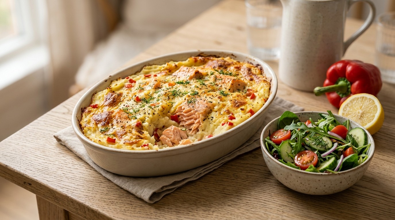 Zalmschotel met Frisse Salade