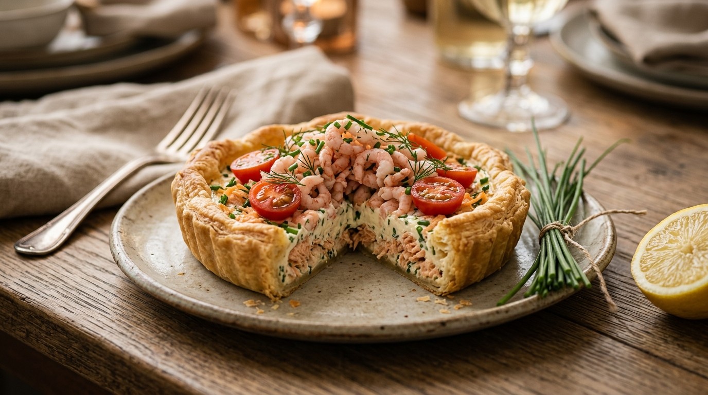 Zalmtaartje met Roomkaas en Garnalen